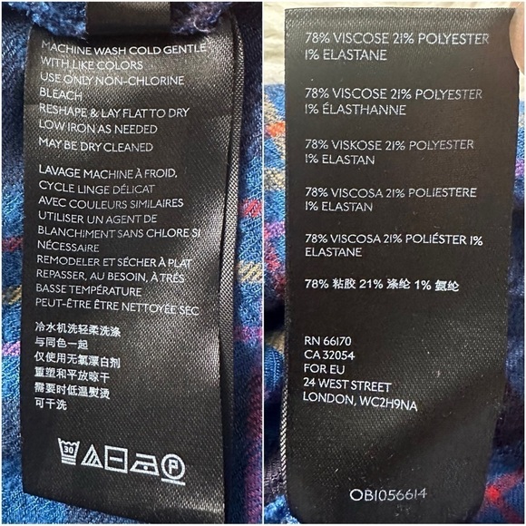 Anthropologie Top Isadora Button-Back Tunic Long Sleeve Plaid Blue M - Picture 10 of 13